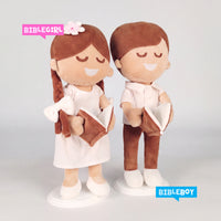 BibleGirl and BibleBoy - Traditional boy and girl dolls that each speak 36 Bible verses. Perfect gift for Christian girls and boys. From Jesusdoll.com.