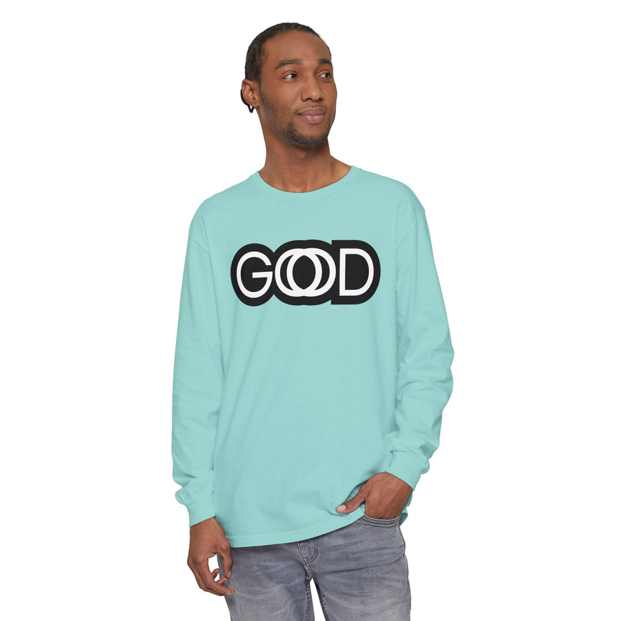 'God is Good' Stylized Text - Unisex Adult Long Sleeve Tee Shirt - Sizes S-3XL