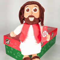 Jesus outstretched arms welcome any child for Samaritans Purse Operation Christmas Child shoebos program.