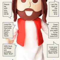 The Talking Jesus Doll - The Plush Jesus Doll that speaks 10 Bible Verses that Jesus said including The Our Father/Lords Prayer and John 3:16.  A great toy for Bible verse Memorization.