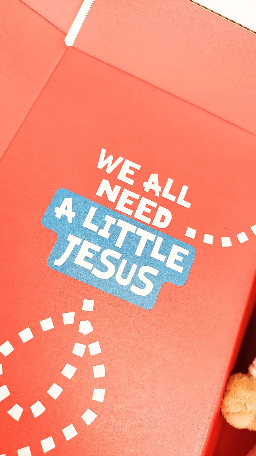 JesusGram - The Christian Gift Box - Inside flap - Says 'We all need a little Jesus'.