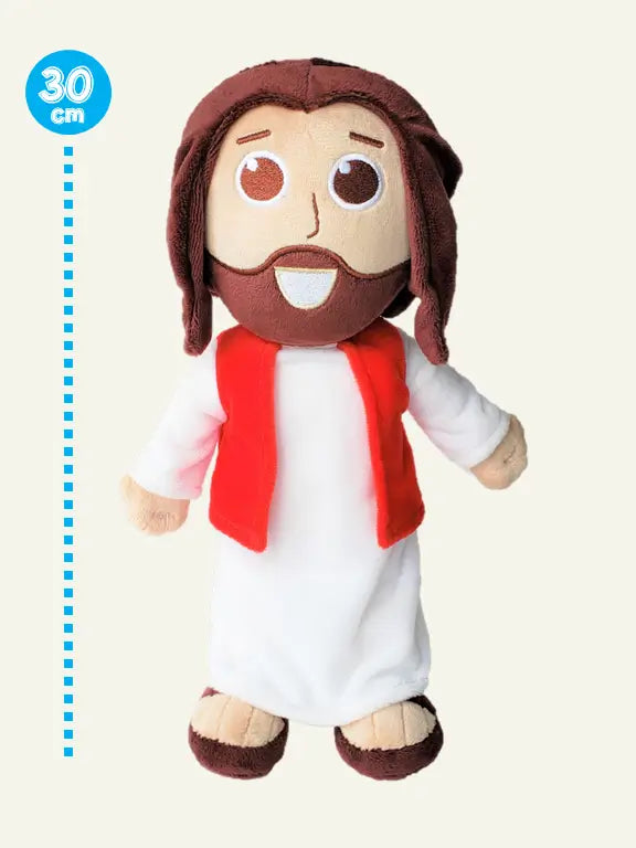 El peluche Jesús mide 30 cm.