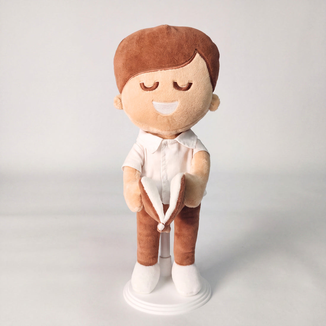 BibleBoy is the adorable plush boy doll that speaks 36 Bible verses.  Holds his Bible with magnets in his hands and in the Bible.  Wholesome dress.  Clean cut hairstyle.  Perfect gift idea for Christian boys.  From Jesusdoll.com.