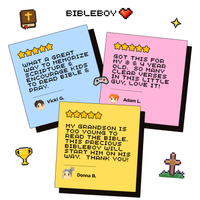 Reviews for BibleBoy, the plush boy doll that speaks Bible Verses..  Great gift for Bible Verse memorization for Christian boys.  From jesusdoll.com.