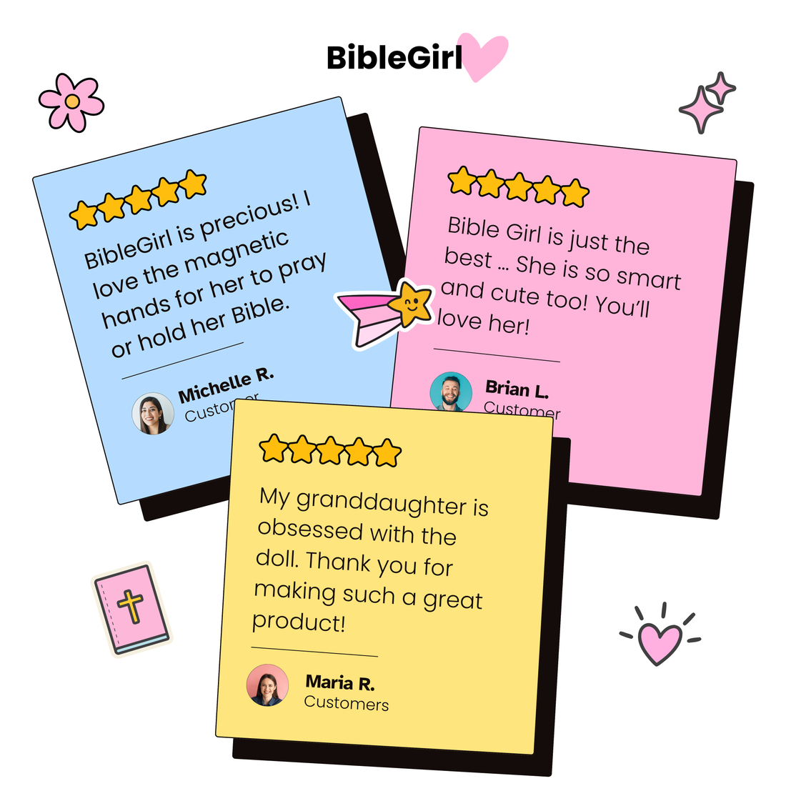 BibleGirl a favorite gift for Christian grandkids.  Rated 4.9 stars.  Only at Jesusdoll.com