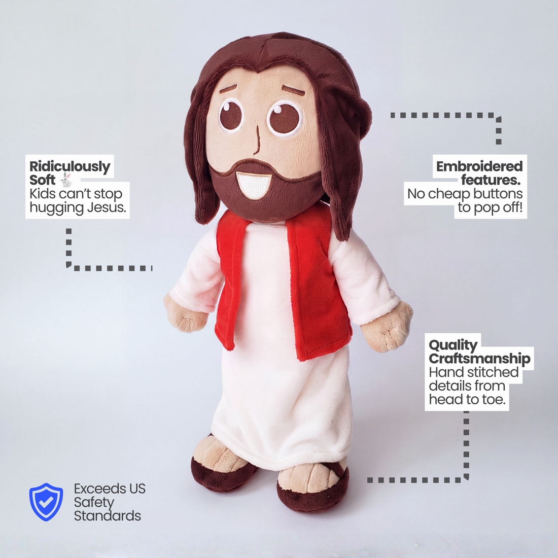 the Talking Jesus Doll is made with the finest craftsmanship and is huggably soft!